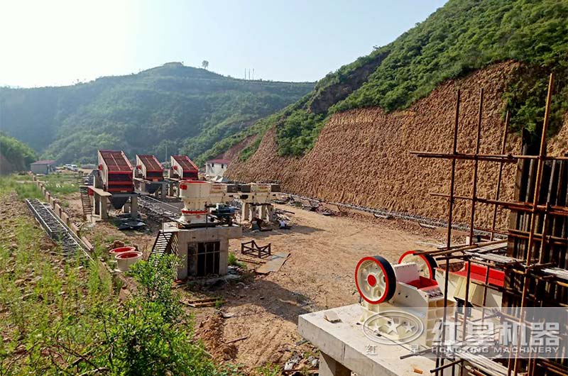 砂石加工生產(chǎn)線現(xiàn)場(chǎng)安裝布局