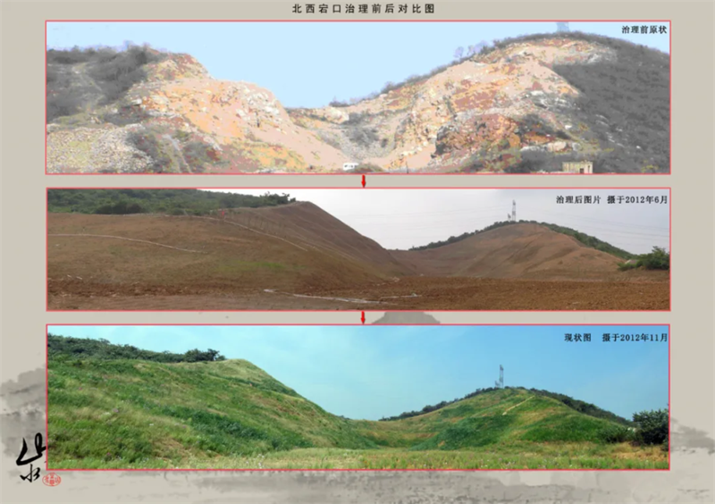 提倡發(fā)展環(huán)保，礦山復(fù)綠前后對比